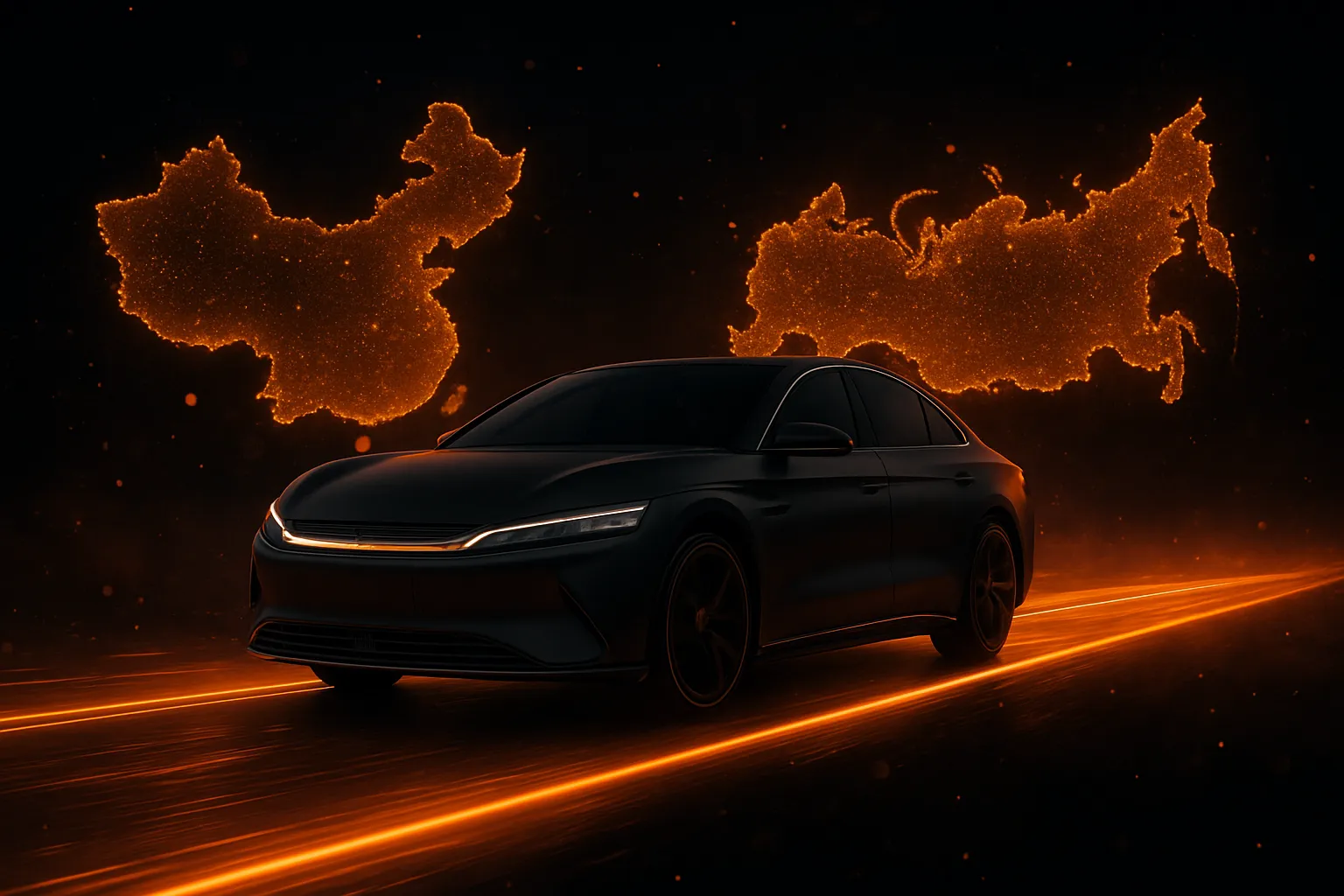 BYD едет из Китая в Россию по светящейся дороге