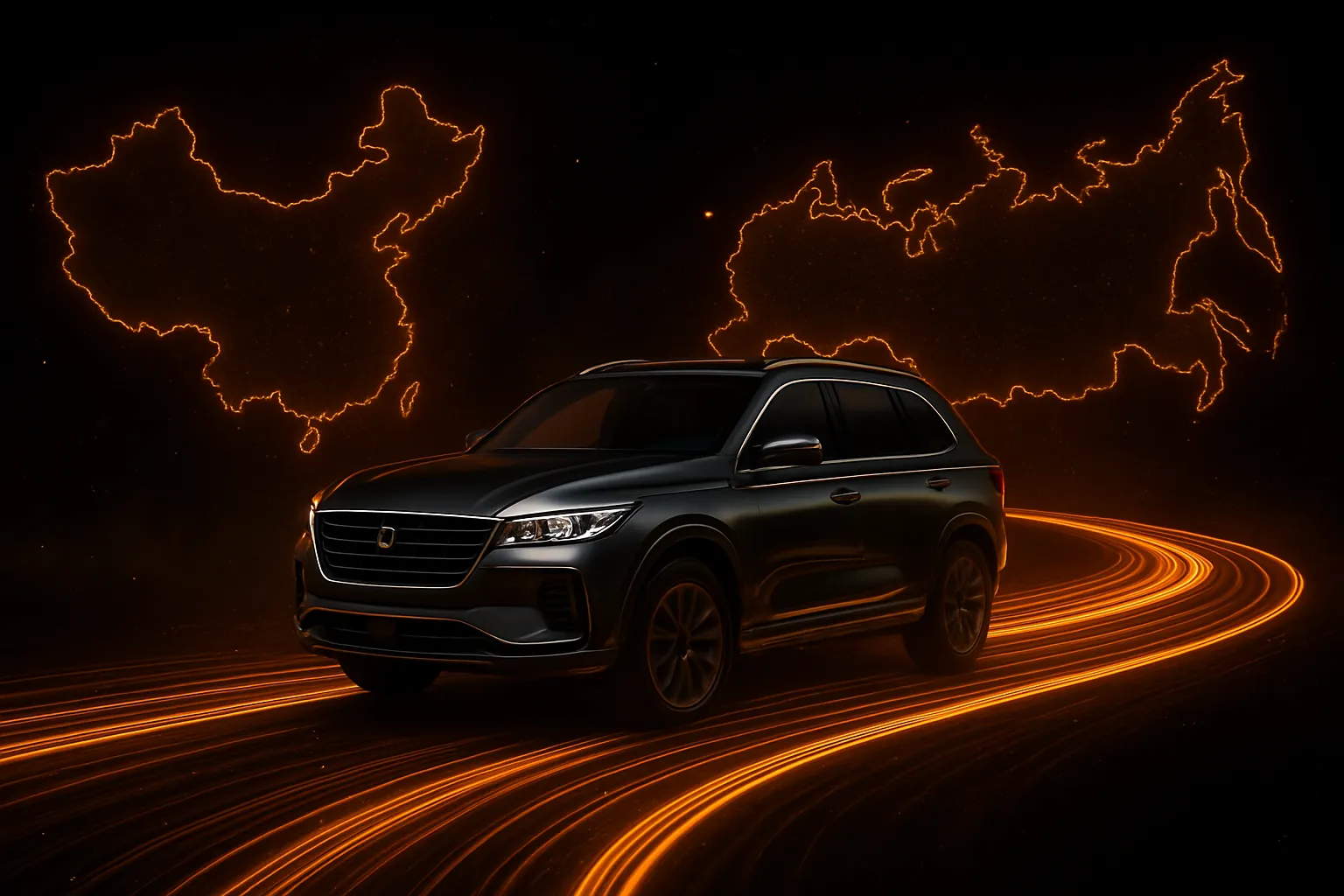 Geely едет из Китая в Россию по светящейся дороге