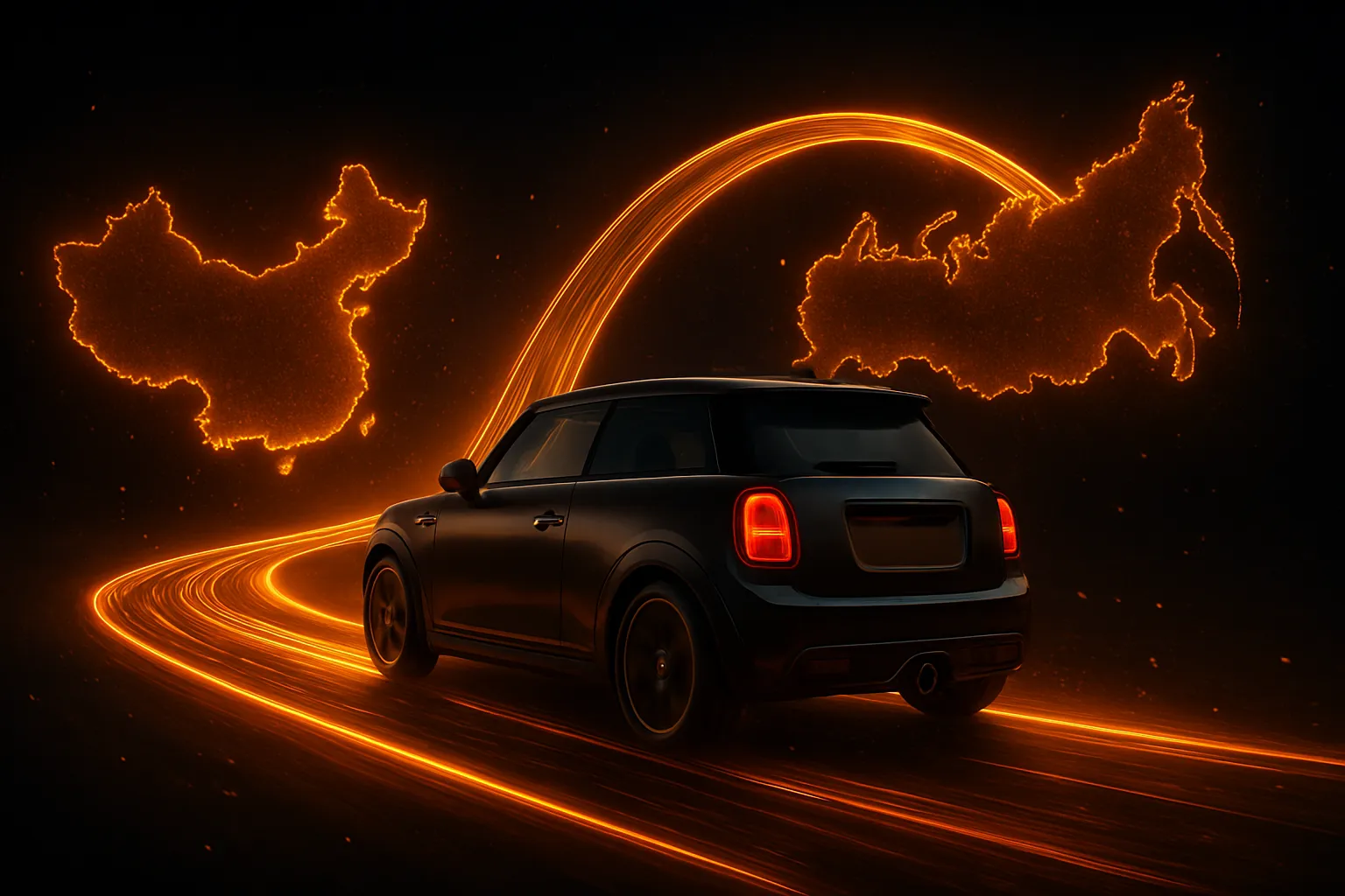 MINI едет из Китая в Россию по светящейся дороге